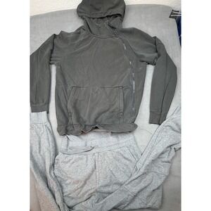 Tuxy One Piece Jumpsuit Mens XL Black Assymetric Zipper Drawstring Waist Sweats